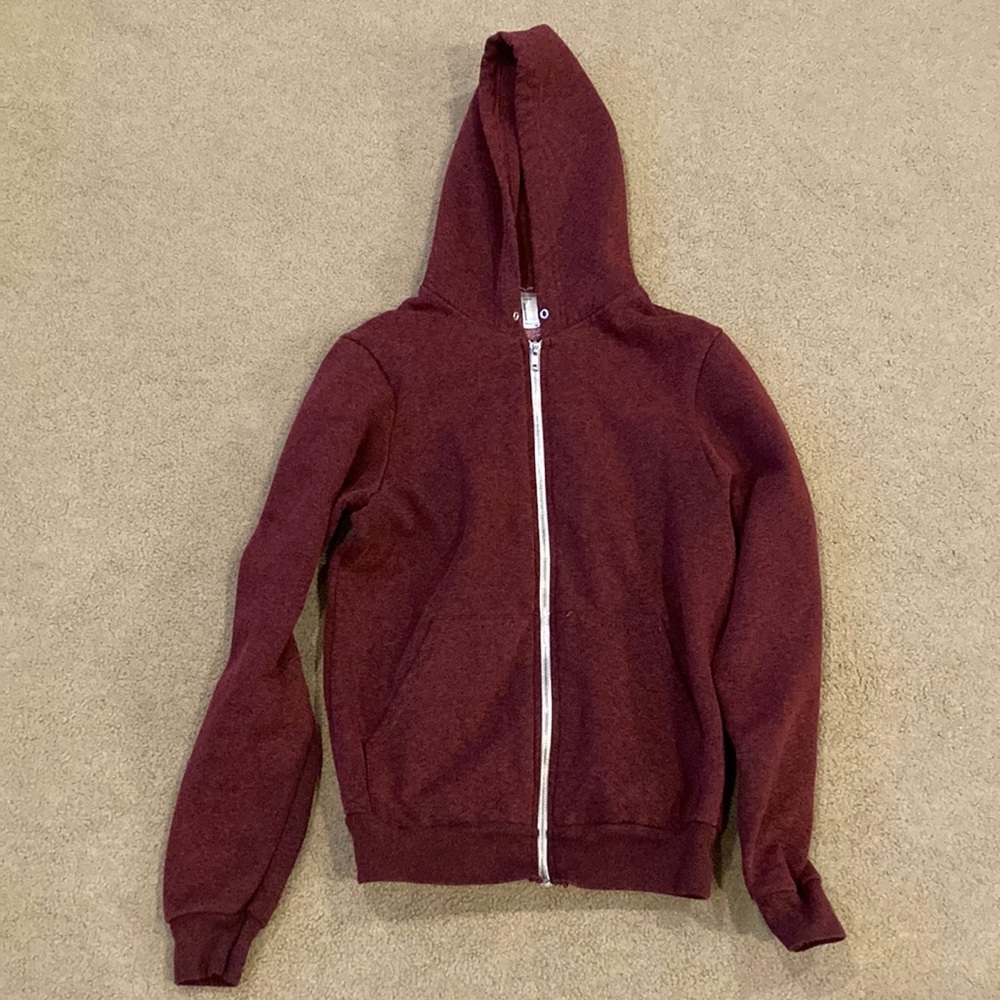 American Apparel Zip-up Hoodie Womens Size XS Maroon